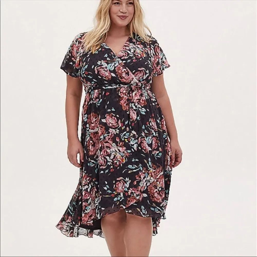 Torrid Faux Wrap Floral Print Dress Size 00